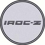 2-1/2" IROC Wheel Center Cap Emblem with Black IROC-Z Logo on a Silver Background