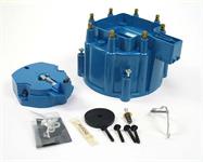 Cap and Rotor, Blue, Male/HEI, Brass Terminals, Clamp-Down, Buick, Chevy, GMC, Oldsmobile, Pontiac, V8, Kit