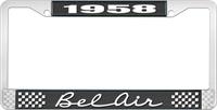 nummerplåtshållare, 1958 BEL AIR svart/krom, med vit text