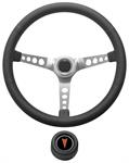 Steering Wheel Kit,1959-68 Pontiac, Retro w/Holes, Pontaic Crest, Black, Hi-Rise