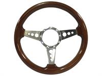 Steering Wheel, 9-Bolt (Walnut Wood/Polished Aluminum Slotted 3-Spoke)