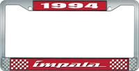 nummerplåtshållare, 1994 IMPALA röd/krom , med vit text