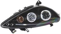 Set Koplampen passend voor Peugeot 307 2001-2005 - Zwart - incl. Angel-Eyes