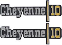 1973-74 Chevrolet Pickup, Suburban; Cheyenne 10; Front Fender Emblem; Pair