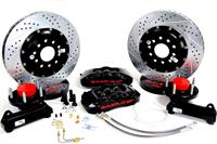 Disc Brake Kit, Front, Cross-drilled/Slotted Rotors, 6-piston Black Powdercoat Calipers