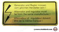 Alternator / Regulator Decal. Fits 911 1965-1973