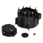 Cap and Rotor, Black, Male/HEI, Brass Terminals, Clamp-down, GM V8, Kit
