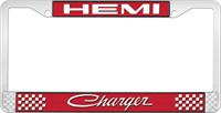 HEMI CHARGER LICENSE PLATE FRAME - RED