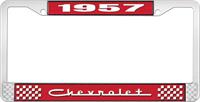 nummerplåtshållare, 1957 CHEVROLET röd/krom , med vit text