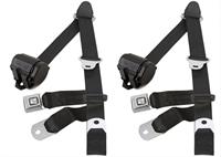 Seat Belt, Retractable, 3-Point, Aviation Style Buckle, Black