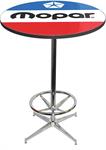 1972-84 Style Red White And Blue Mopar Logo Pub Table With Chrome Base And Foot Rest