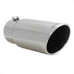 Exhaust Tip, Stainless, Polished, Slant Cut/Rolled Edge, 4 in. Inlet, 5 in. Outlet, 12 in. Long