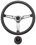 Steering Wheel Kit, 1969-77 Pontiac, Retro w/Slots, Pontiac Crest, Black,Hi-Rise