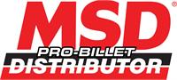 Decal, Vinyl, MSD Pro-Billet Distributor Logo, 4.0 in. x 9.0 in., Red, White, Black, Each