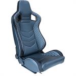 Sport seat 'JW' - Black Synthetic leather + SIlver stitching - Dual-side reclinable back-rest - incl. slides