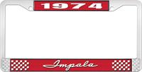 nummerplåtshållare, 1974 IMPALA röd/krom , med vit text
