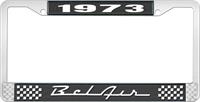 nummerplåtshållare, 1973 BEL AIR  svart/krom, med vit text