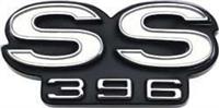Grille Emblem, Stock Style, Black/White, SS 396, Chevy, Each