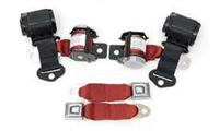 3-Point Shoulder Harness & Seat Belt Set, Retractable, Coupe, Red, 1977