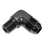 Fitting, Adapter, 90 Degree, Male -10 AN to Male 3/8 in. NPT, Aluminum, Black Anodized, Each