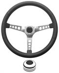 Steering Wheel Kit, 1959-68 GM, Retro w/Holes, Plain,Black/Polished Cap